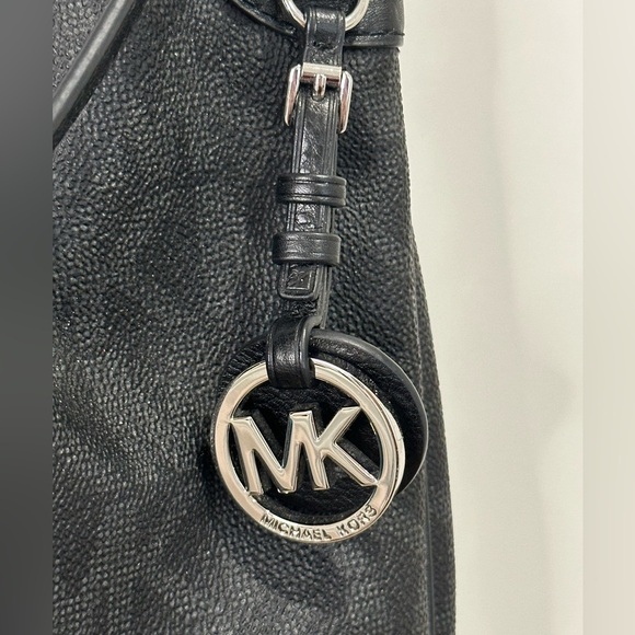 Michael Kors Jet Set Purse Convertible Shoulder Crossbody Hobo Bag Black Logo - Picture 4 of 16